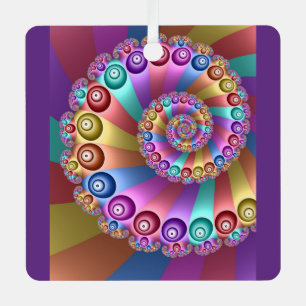 Beautiful Rainbow Colours Abstract Fractal Art Metal Tree Decoration