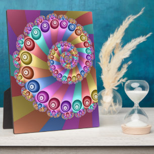 Beautiful Rainbow Colours Abstract Fractal Art Plaque
