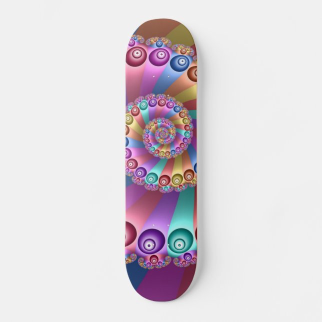 Beautiful Rainbow Colours Abstract Fractal Art Skateboard (Front)