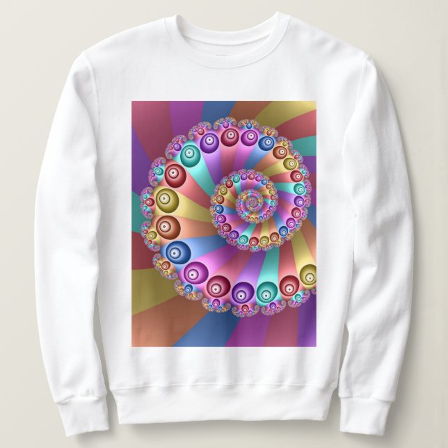 Beautiful Rainbow Colours Abstract Fractal Art Sweatshirt (Design Front)