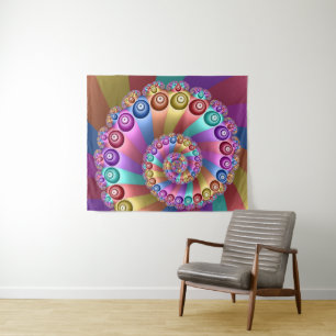 Beautiful Rainbow Colours Abstract Fractal Art Tapestry