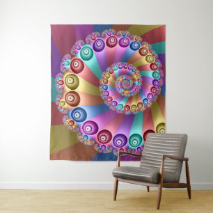 Beautiful Rainbow Colours Abstract Fractal Art Tapestry
