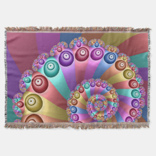 Beautiful Rainbow Colours Abstract Fractal Art Throw Blanket