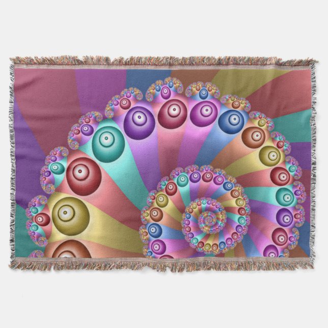 Beautiful Rainbow Colours Abstract Fractal Art Throw Blanket (Front)