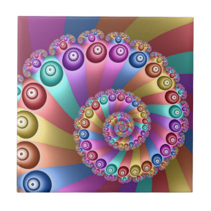 Beautiful Rainbow Colours Abstract Fractal Art Tile