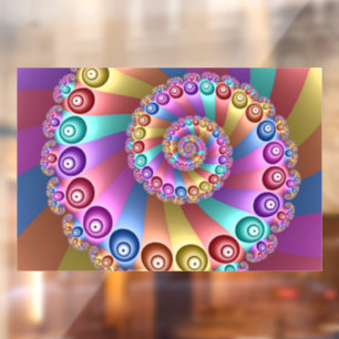Beautiful Rainbow Colours Abstract Fractal Art Window Cling