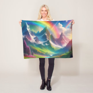 Beautiful Rainbow Fantasy Realm Fleece Blanket