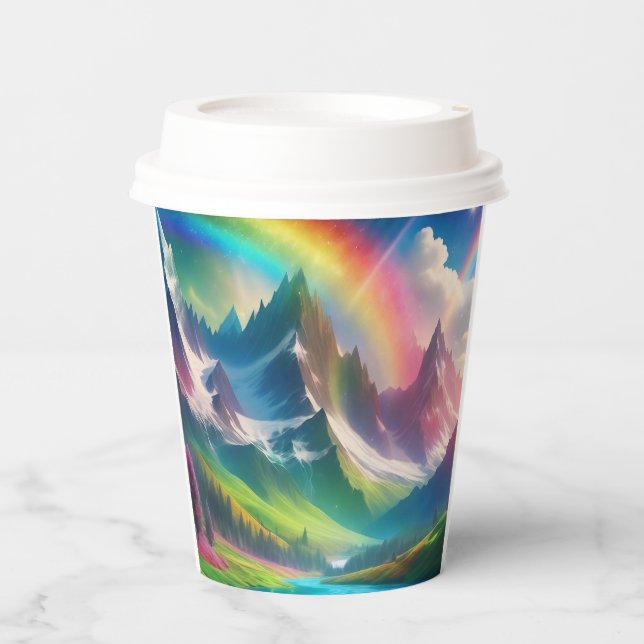 Beautiful Rainbow Fantasy Realm Paper Cups (Front)