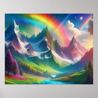 Beautiful Rainbow Fantasy Realm Poster