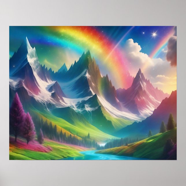 Beautiful Rainbow Fantasy Realm Poster (Front)