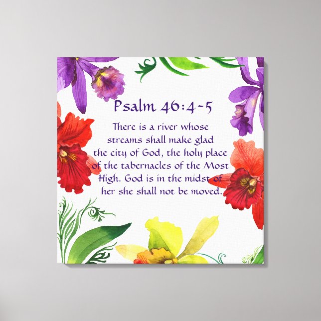 Beautiful Rainbow Floral Wall Art :Psalm 46:4-5 (Front)