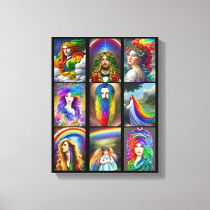 Beautiful Rainbow Hair People portraits fantasy  Canvas Print