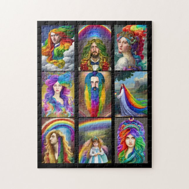 Beautiful Rainbow Hair People portraits fantasy  Jigsaw Puzzle (Vertical)