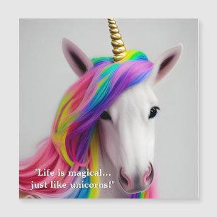 Beautiful Rainbow Hair Unicorn Quote Magnetic Card