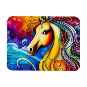 Beautiful Rainbow Horse Portrait   Magnet
