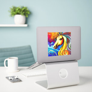 Beautiful Rainbow Horse Portrait Vinyl Decal