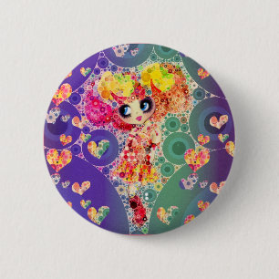 Beautiful Rainbow KAWAII Girl PinkyP Harajuku 6 Cm Round Badge
