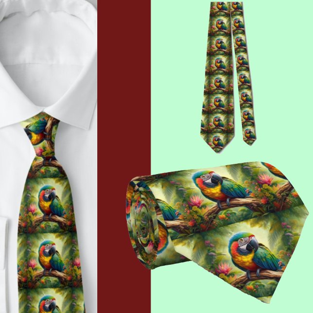 Beautiful Rainbow Parrots Necktie (Creator Uploaded)