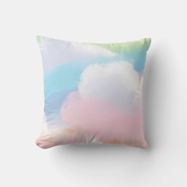 Beautiful rainbow pastel clouds cushion (Front)