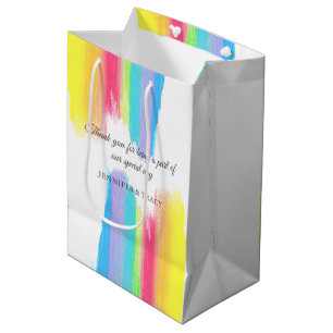 Beautiful Rainbow Personalised LGBTQ Wedding Medium Gift Bag