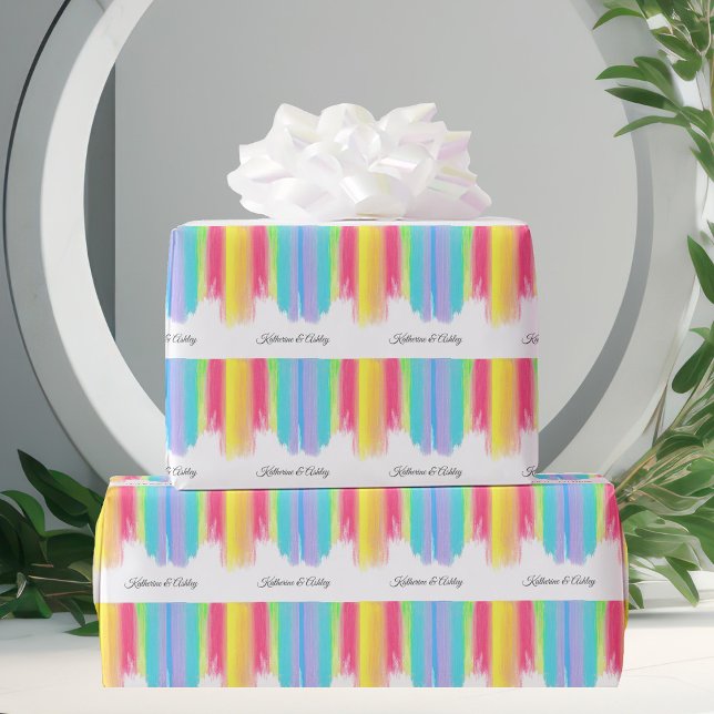 Beautiful Rainbow Personalised Wedding Wrapping Paper (Creator Uploaded)
