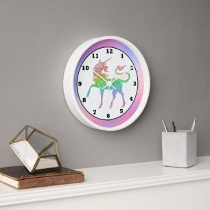 Beautiful rainbow unicorn girls room decor clock