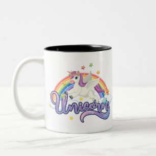 Beautiful Rainbow Unicorn Two-Tone Coffee Mug