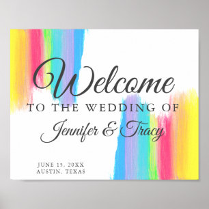 Beautiful Rainbow Wedding Colourful Custom Welcome Poster