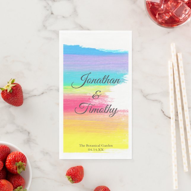 Beautiful Rainbow Wedding Custom Colorful Napkin (Insitu)