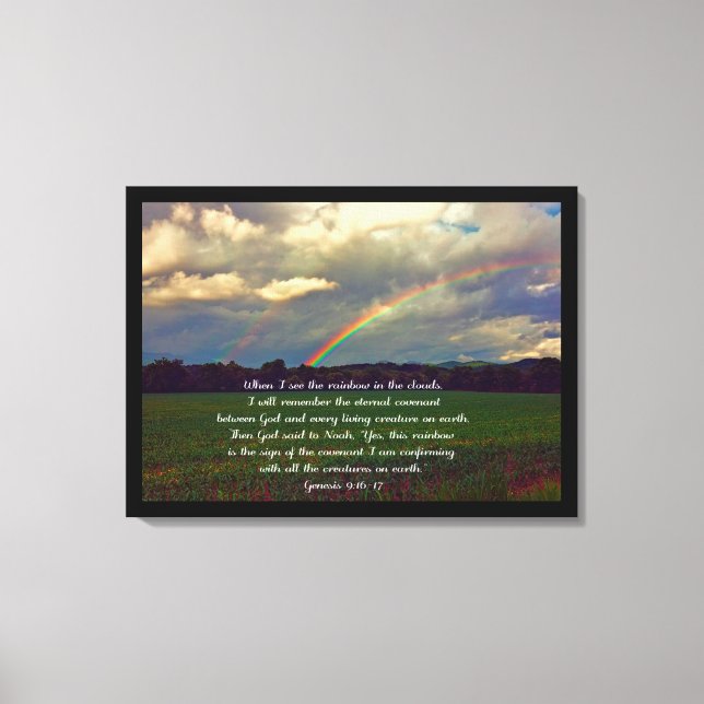 Beautiful Rainbow with Bible Verse Canvas Print (Front)