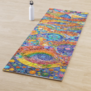 Beautiful Rainbow Yoga Mat - Gaudi-like Mosaic art