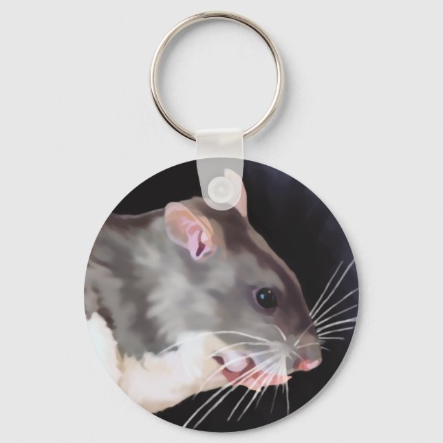 Beautiful Rat Painting Key Ring (Front)