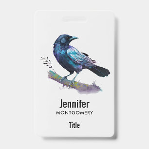 Beautiful Raven on a Tree Branch ID Badge