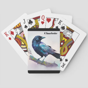 Beautiful Raven on a Tree Branch Playing Cards