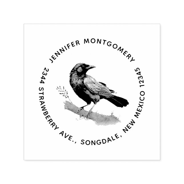 Beautiful Raven on a Tree Branch Self-inking Stamp (Design)
