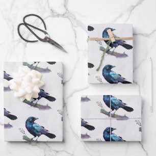 Beautiful Raven on a Tree Branch Wrapping Paper Sheet