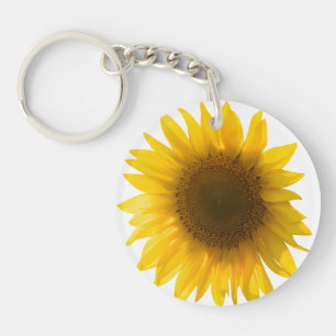 Beautiful Real Sunflower Photo Minimalist Pattern Key Ring