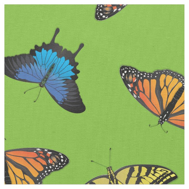 Beautiful Realistic Butterflies Butterfly Fabric (Close Up)