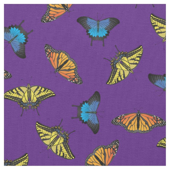 Beautiful Realistic Butterflies Butterfly Fabric (Close Up)