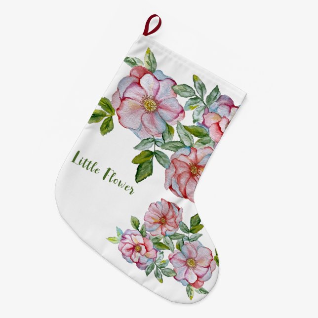 Beautiful realistic watercolor roses. large christmas stocking (Front (Hanging))