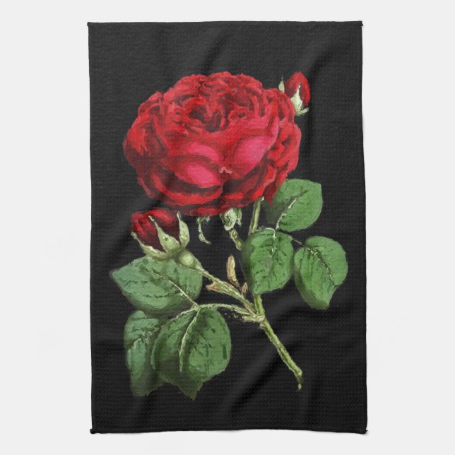 Beautiful Red Abstract Texture Rose Tea Towel (Vertical)