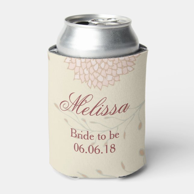 Beautiful Red and Beige Floral bridal shower Can Cooler (Can Front)