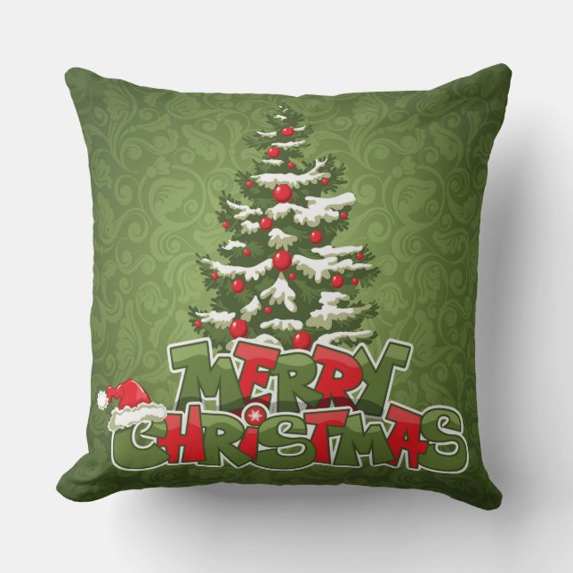 Beautiful Red and Green Christmas Inspired square Cushion (Front)