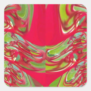 Beautiful Red and Green Texture Color Abstract Art Square Sticker