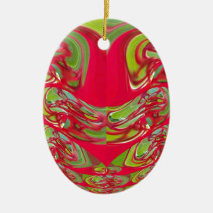 Beautiful Red and Green Texture Colour Abstract Ar Ceramic Tree Decoration