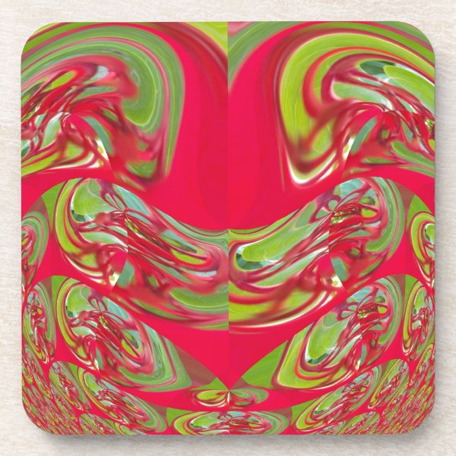 Beautiful Red and Green Texture Colour Abstract Ar Coaster (Front)