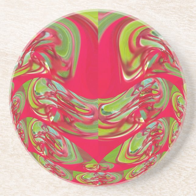 Beautiful Red and Green Texture Colour Abstract Ar Coaster (Front)