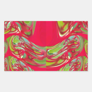 Beautiful Red and Green Texture Colour Abstract Ar Rectangular Sticker