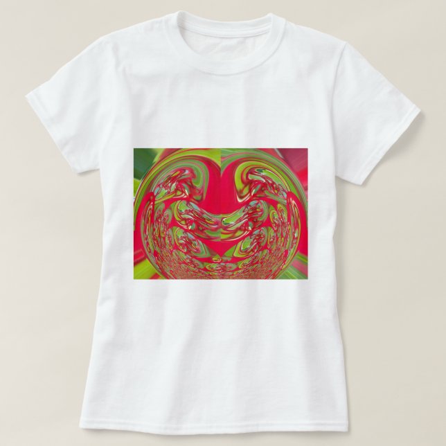 Beautiful Red and Green Texture Colour Abstract Ar T-Shirt (Design Front)