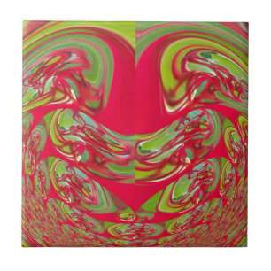 Beautiful Red and Green Texture Colour Abstract Ar Tile